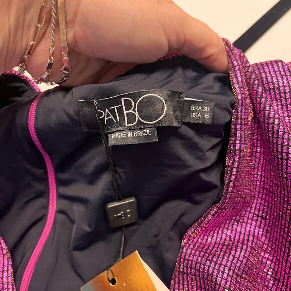 NWT PatBO Pink Metallic Drape Mini Dress Size 6/38 - Picture 5 of 10